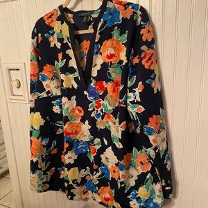Ralph Lauren Floral V-Neck Green Label Blouse